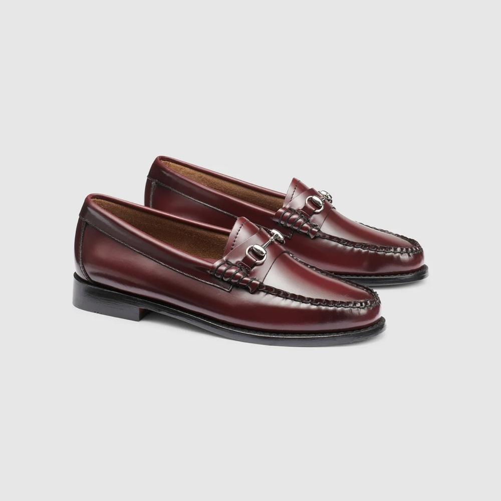 Leather Horsebit Penny Loafers in Burgundy